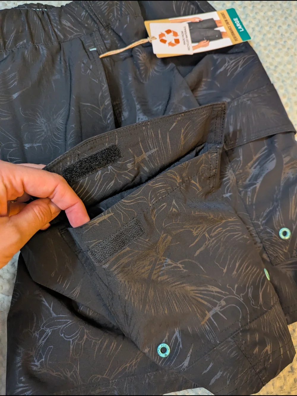 ZeroXposur Black Tropical Performance Swim Shorts, Size L